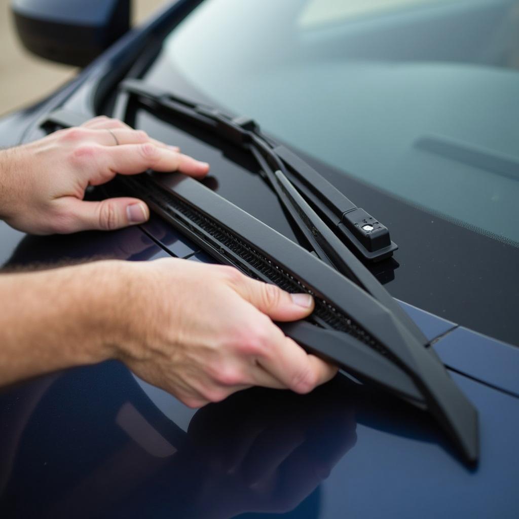 Inspecting car windscreen wiper arm