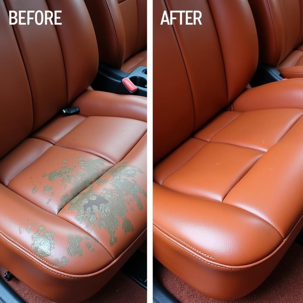 Leather Car Seat Before and After Repair