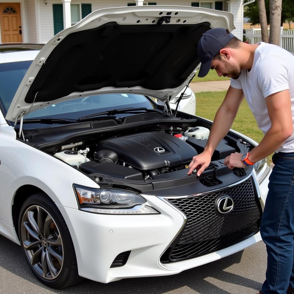 Inspecting the Engine Bay of a Lexus