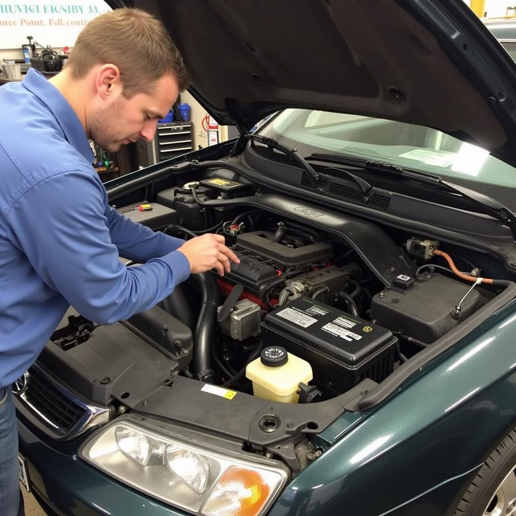 Car undergoing long-distance car maintenance