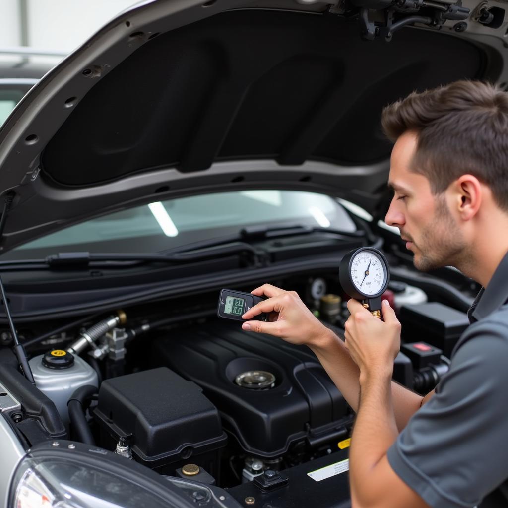 Checking Car AC Refrigerant Level