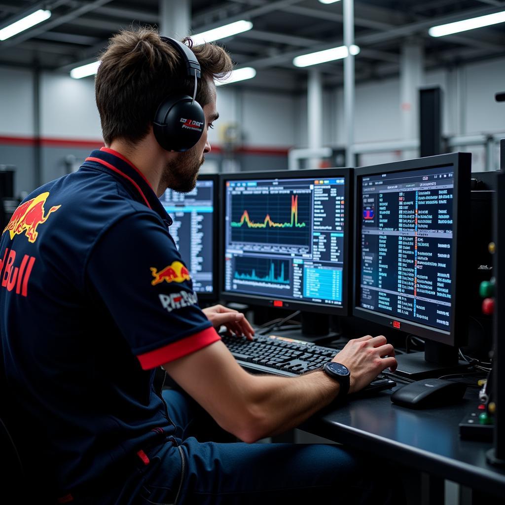 Max Verstappen's Car Undergoing ECU Diagnostics