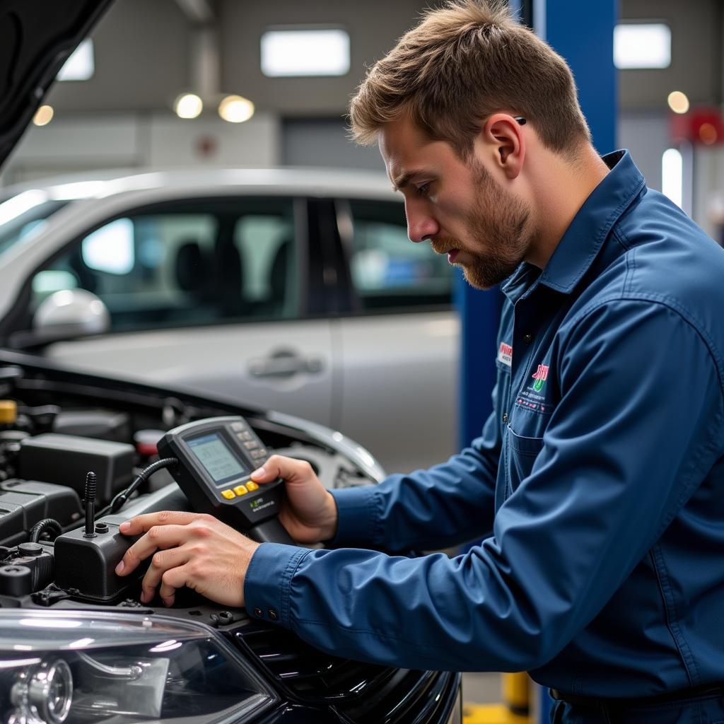 Mechanic Checking Car