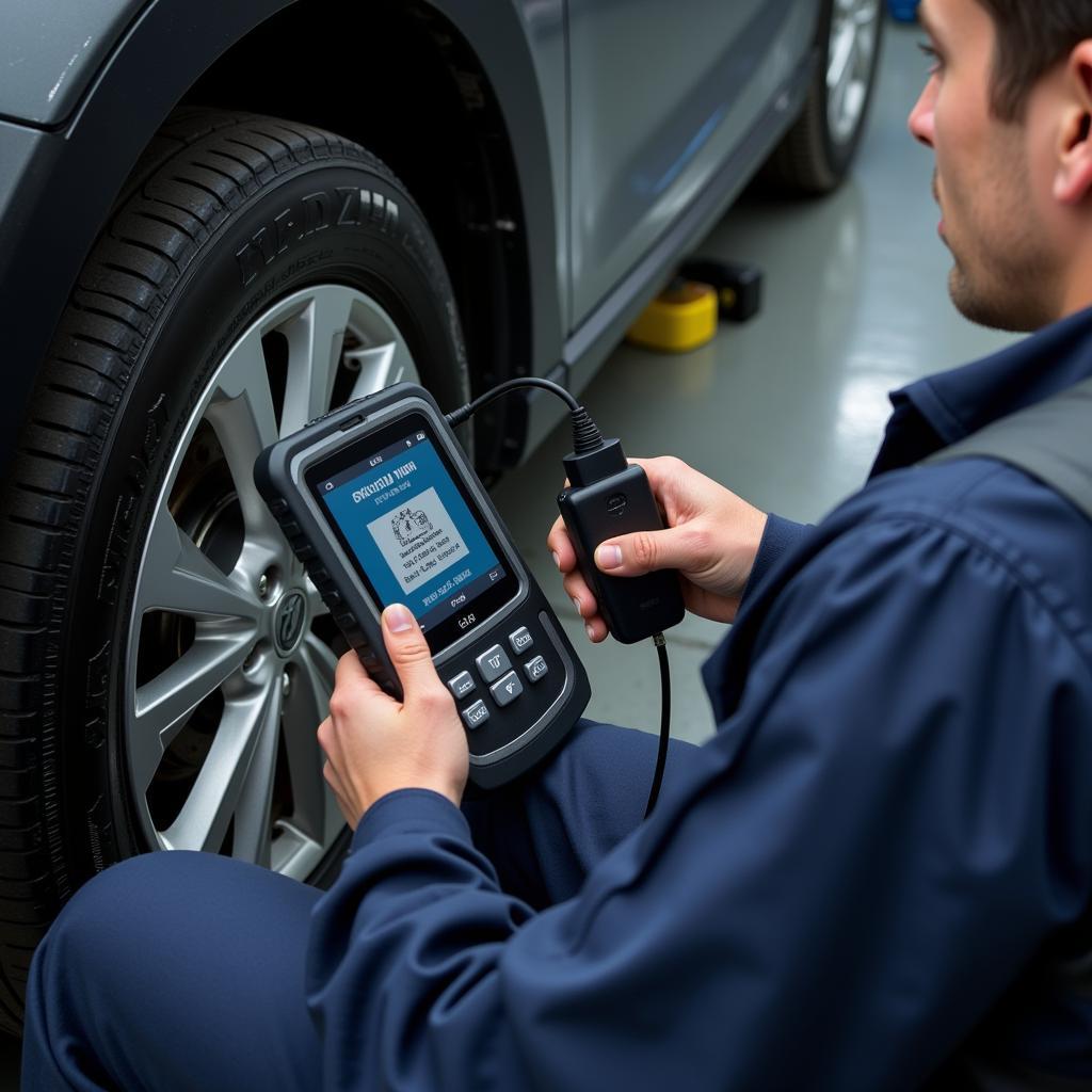 Mechanic Checking Car Computer Diagnostics