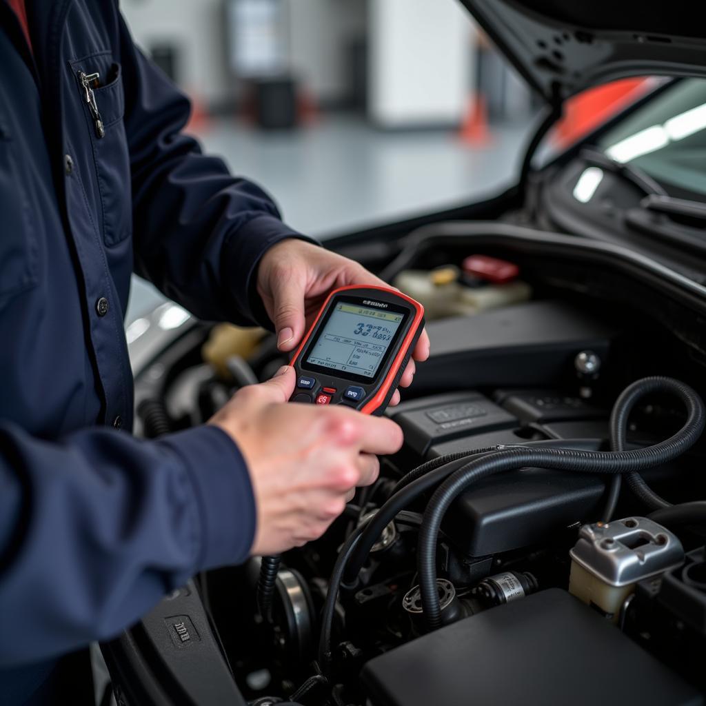 Mechanic Checking Car Engine