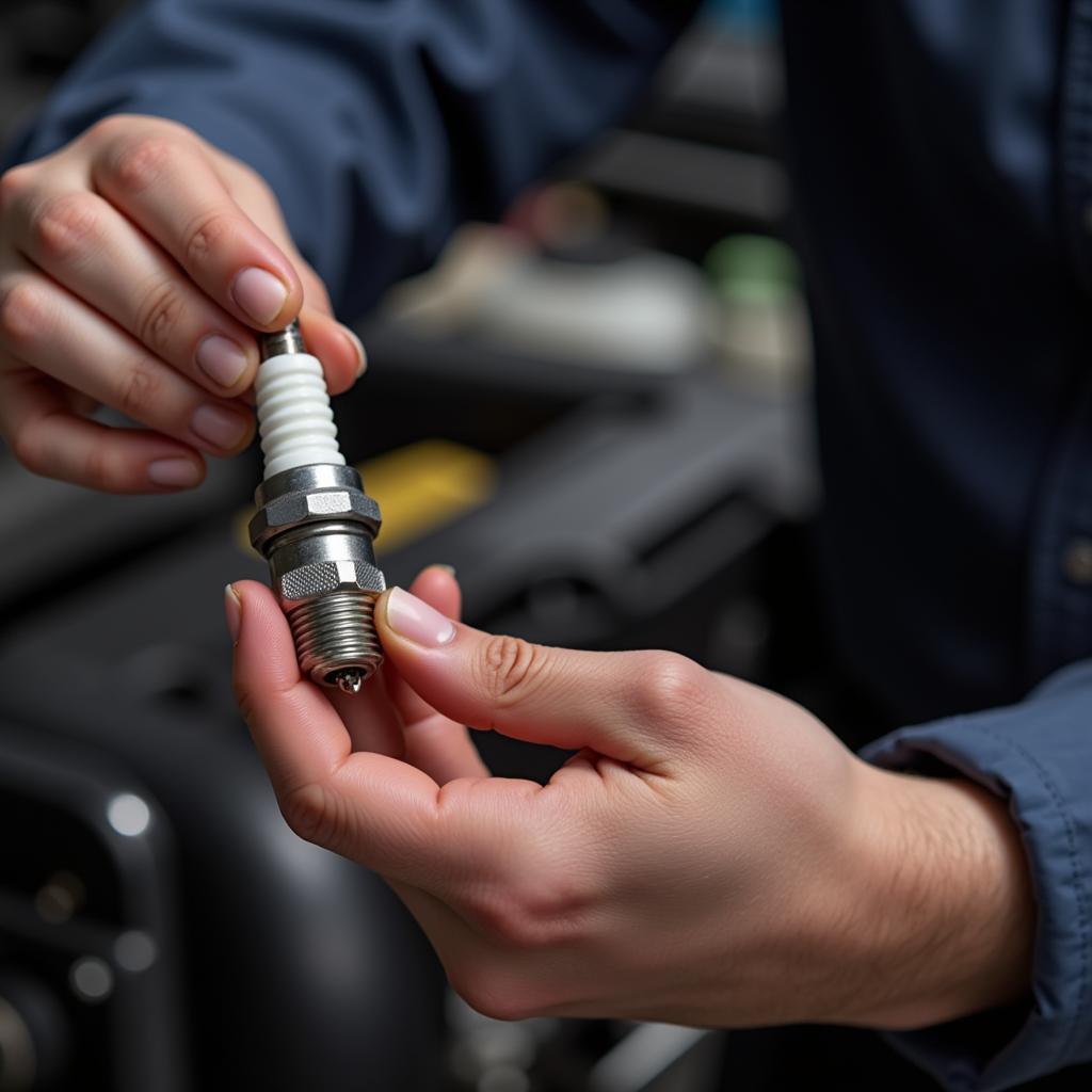 Mechanic Checking Car Spark Plugs