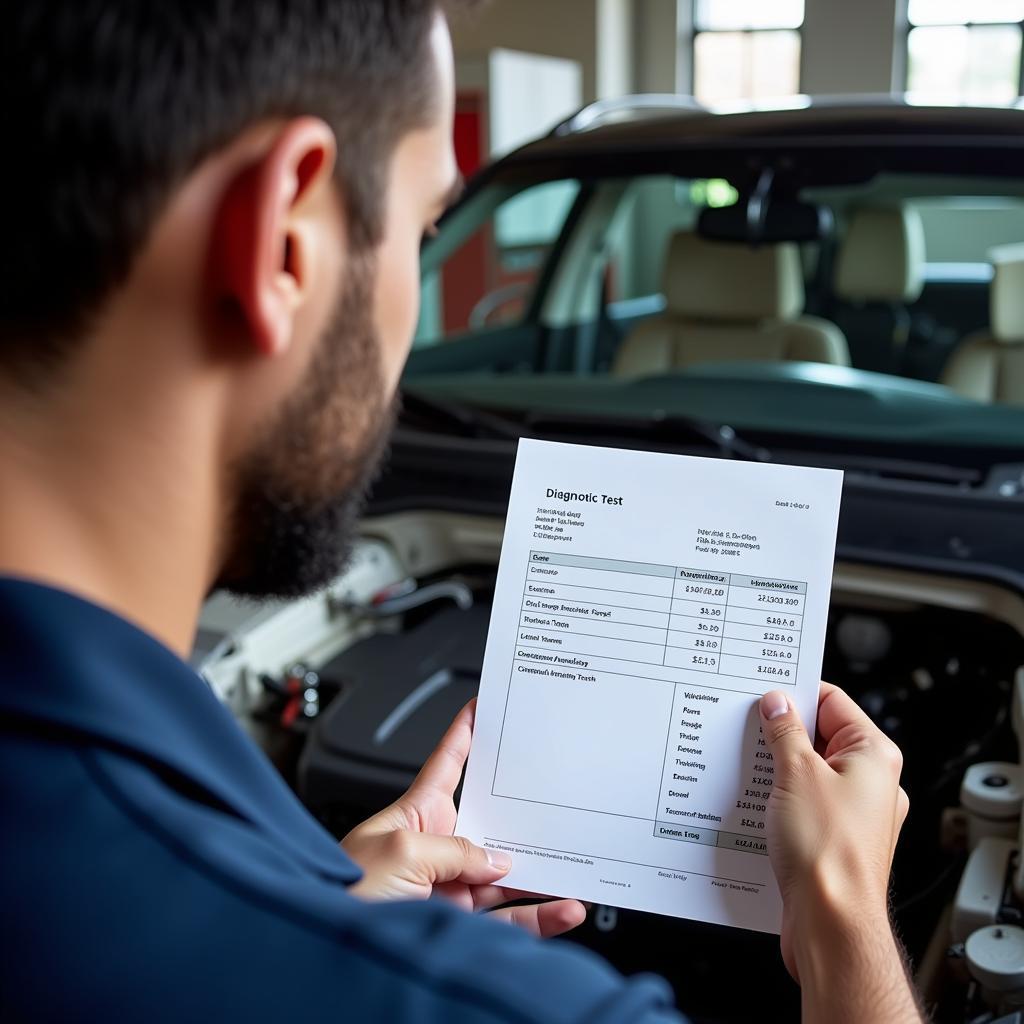 Mechanic Explaining Car Diagnosis