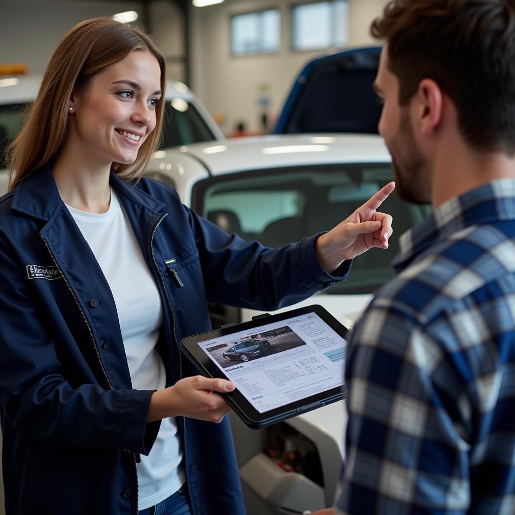 Mechanic Explaining Car Issue