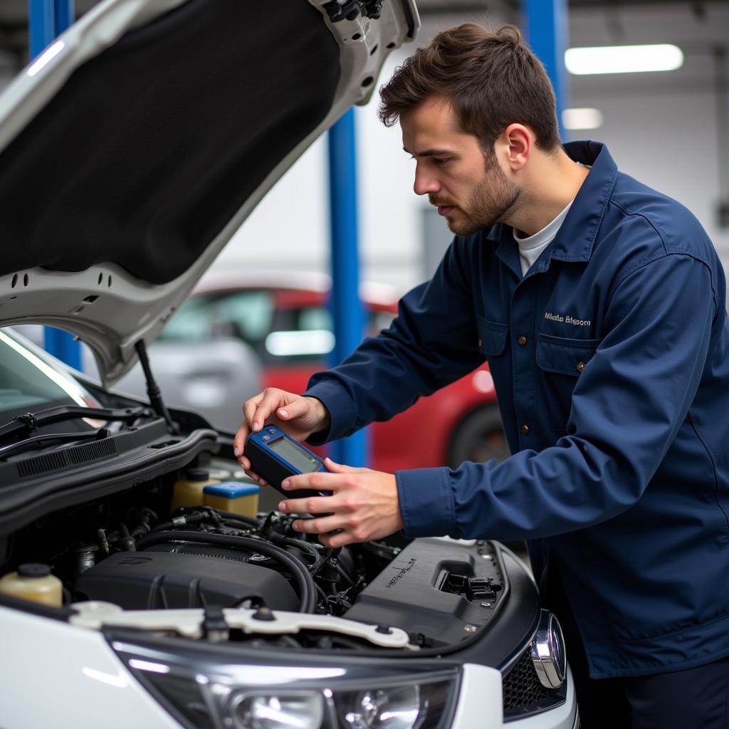 Mechanic Inspecting a Vehicle