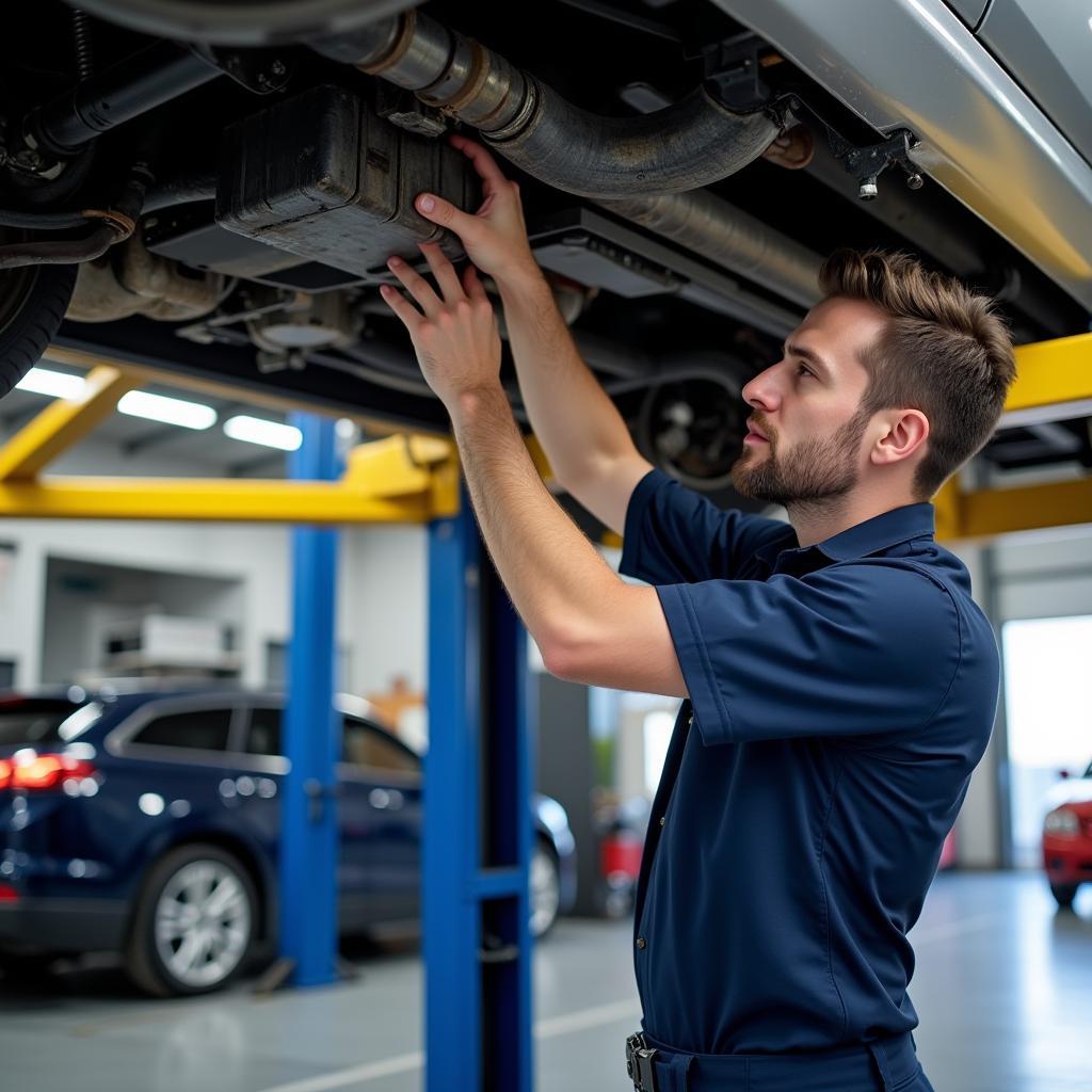 Mechanic Inspecting a Car