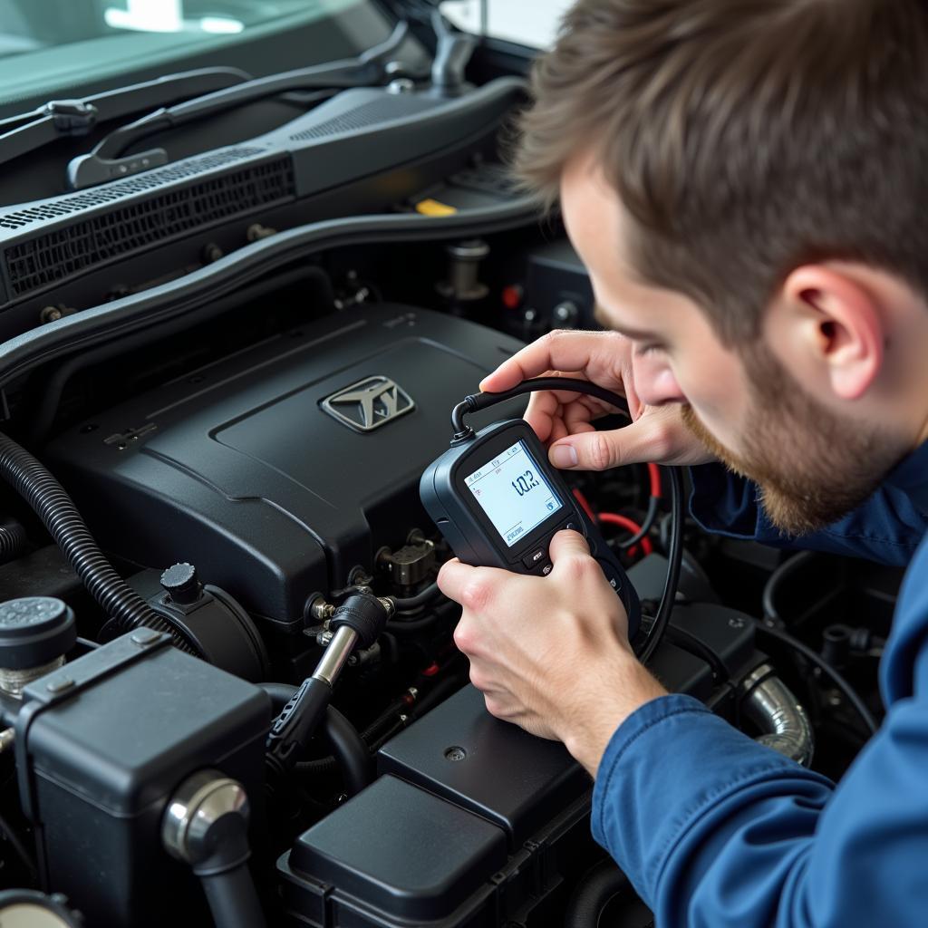 Mechanic Inspecting Car AC