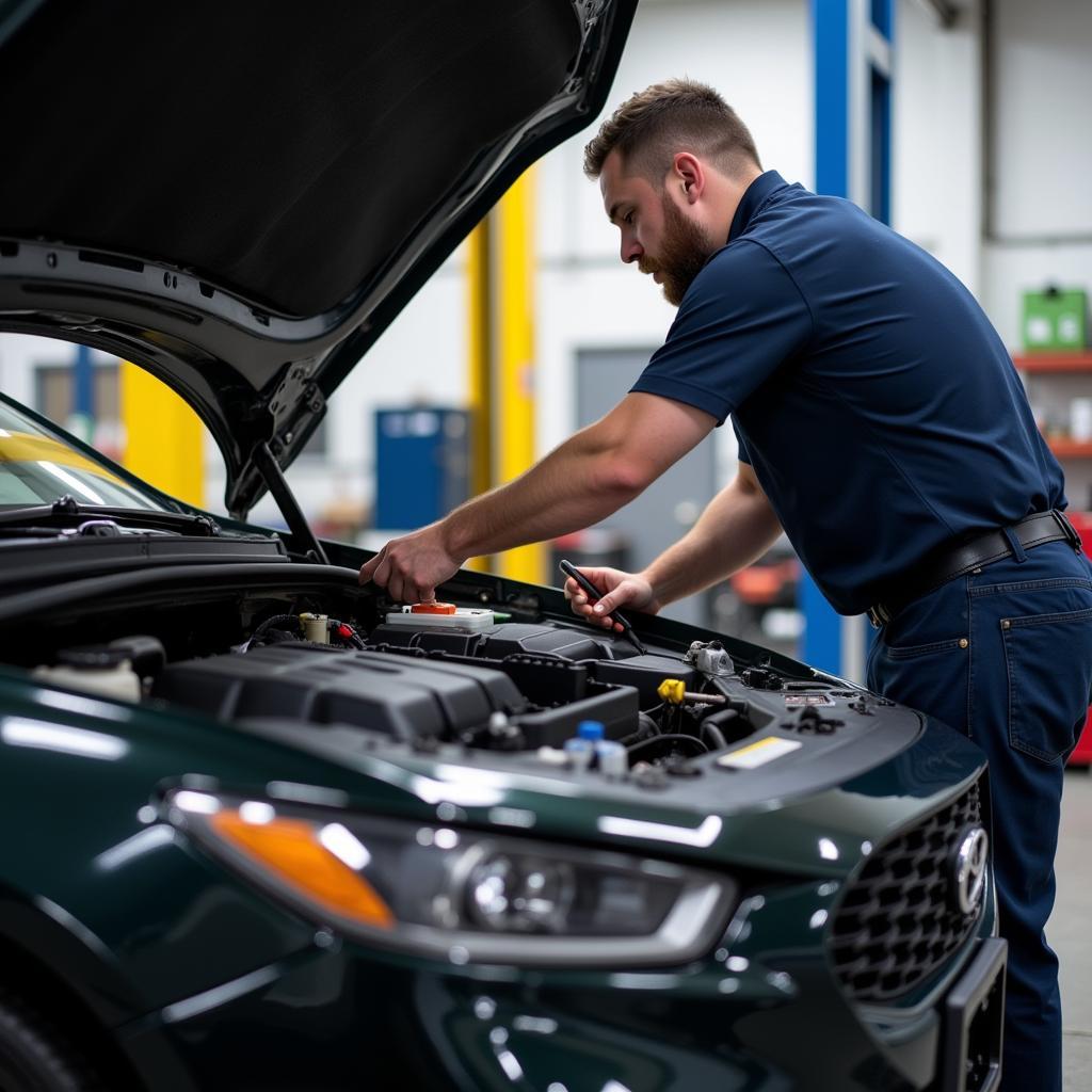 Mechanic Inspecting Car AC