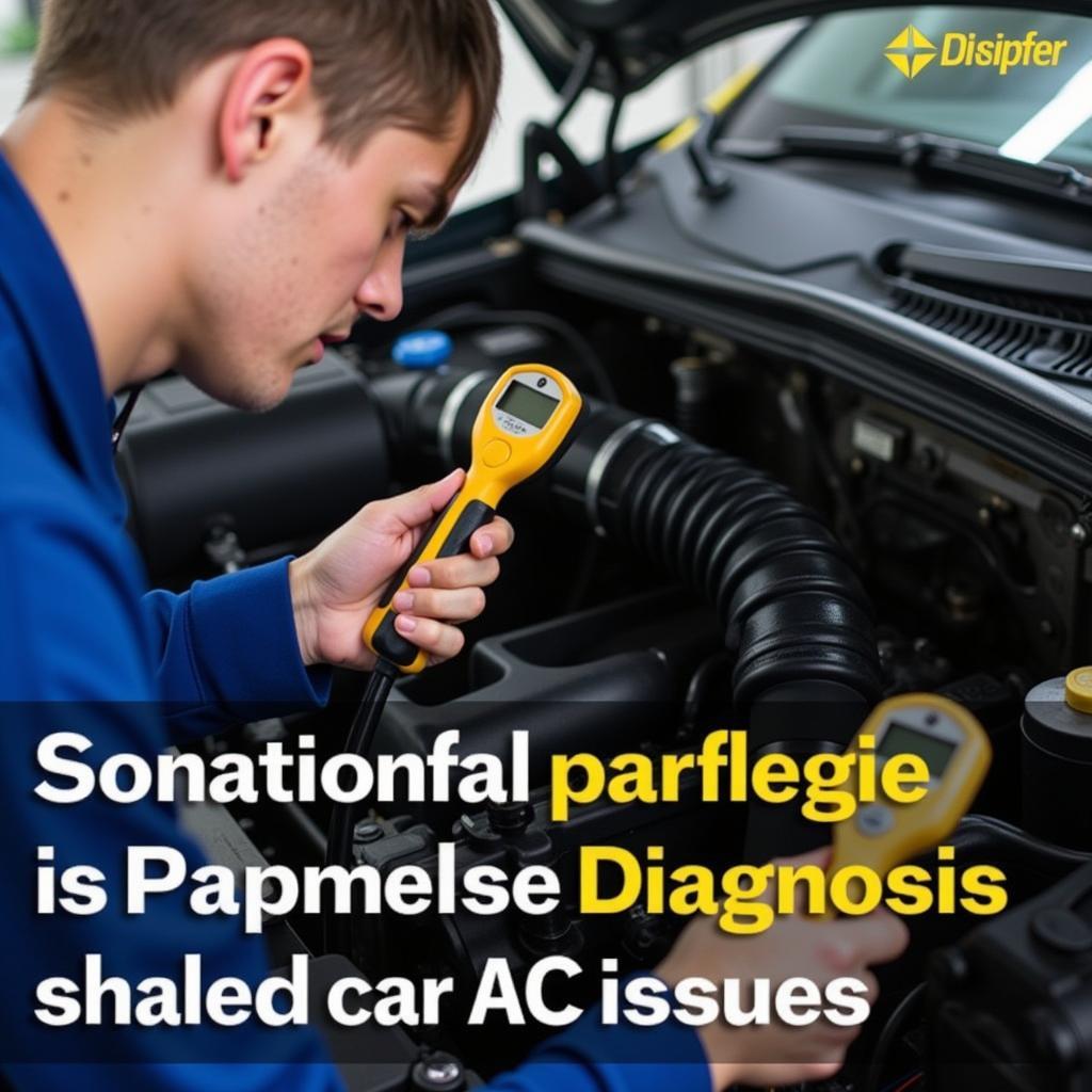 Mechanic inspecting a car's AC system