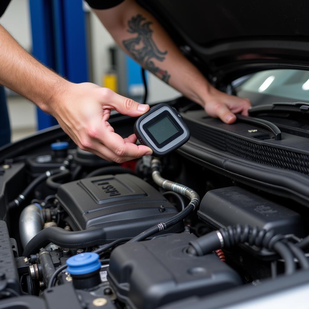 Mechanic Inspecting Car Engine