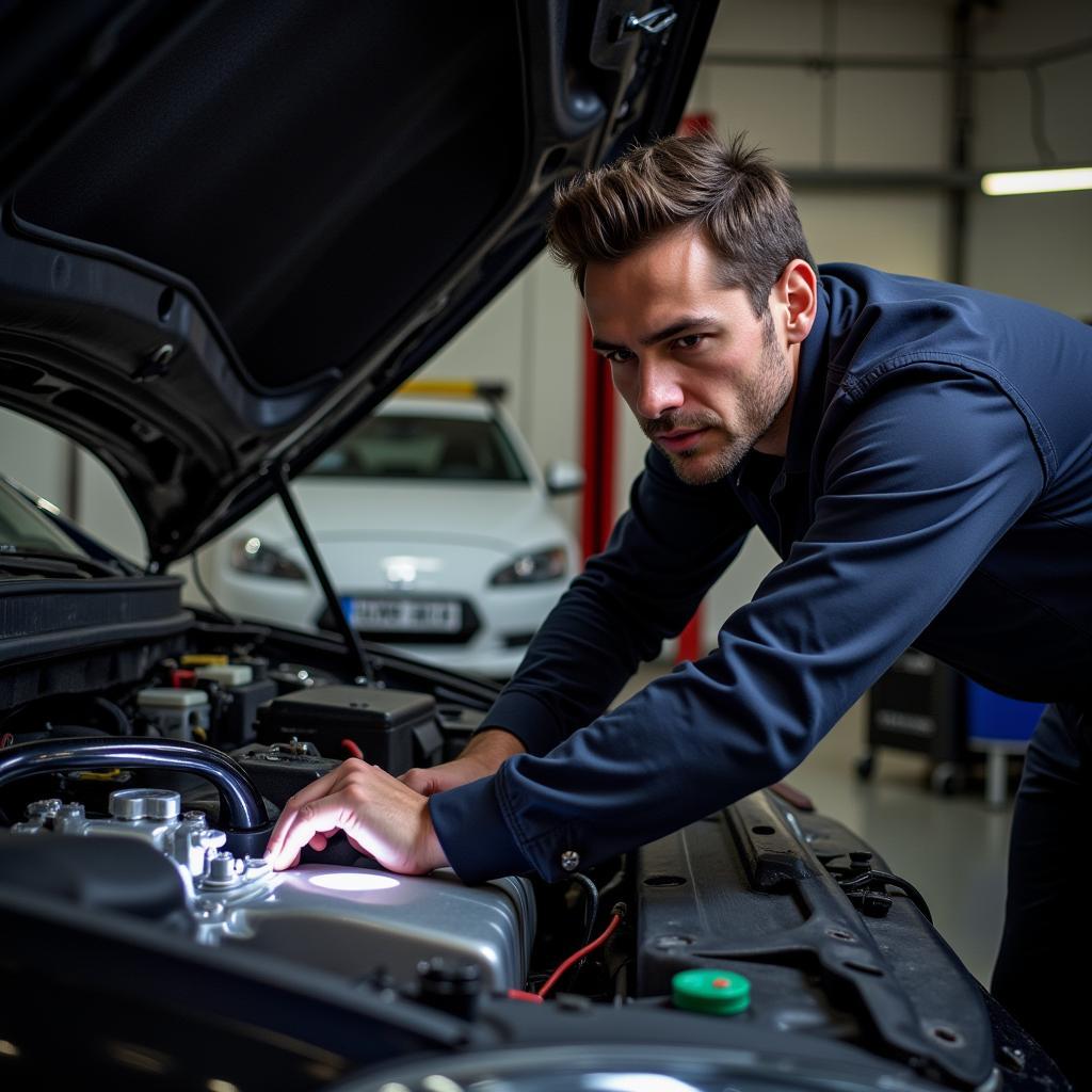 Mechanic Inspecting Fuel Lines