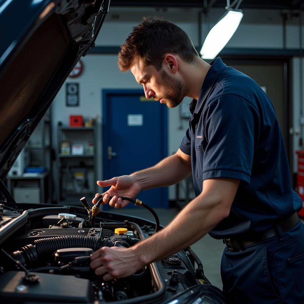 Mechanic Inspecting Fuel System Components