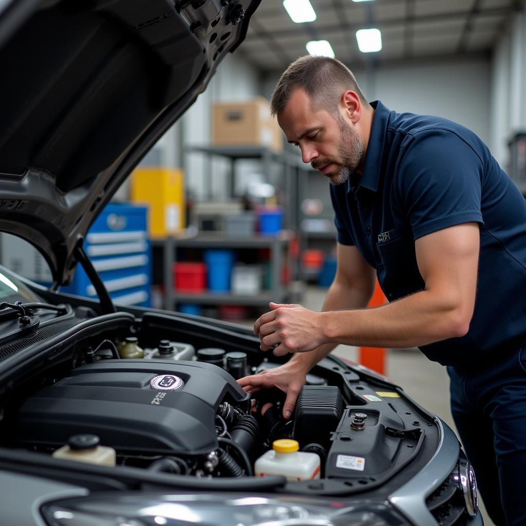 Mechanic Performing Car Inspection