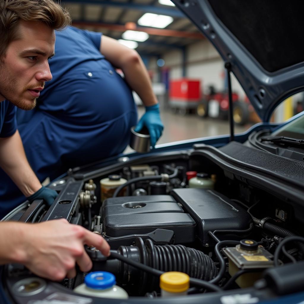 Mechanic Performing Car Maintenance