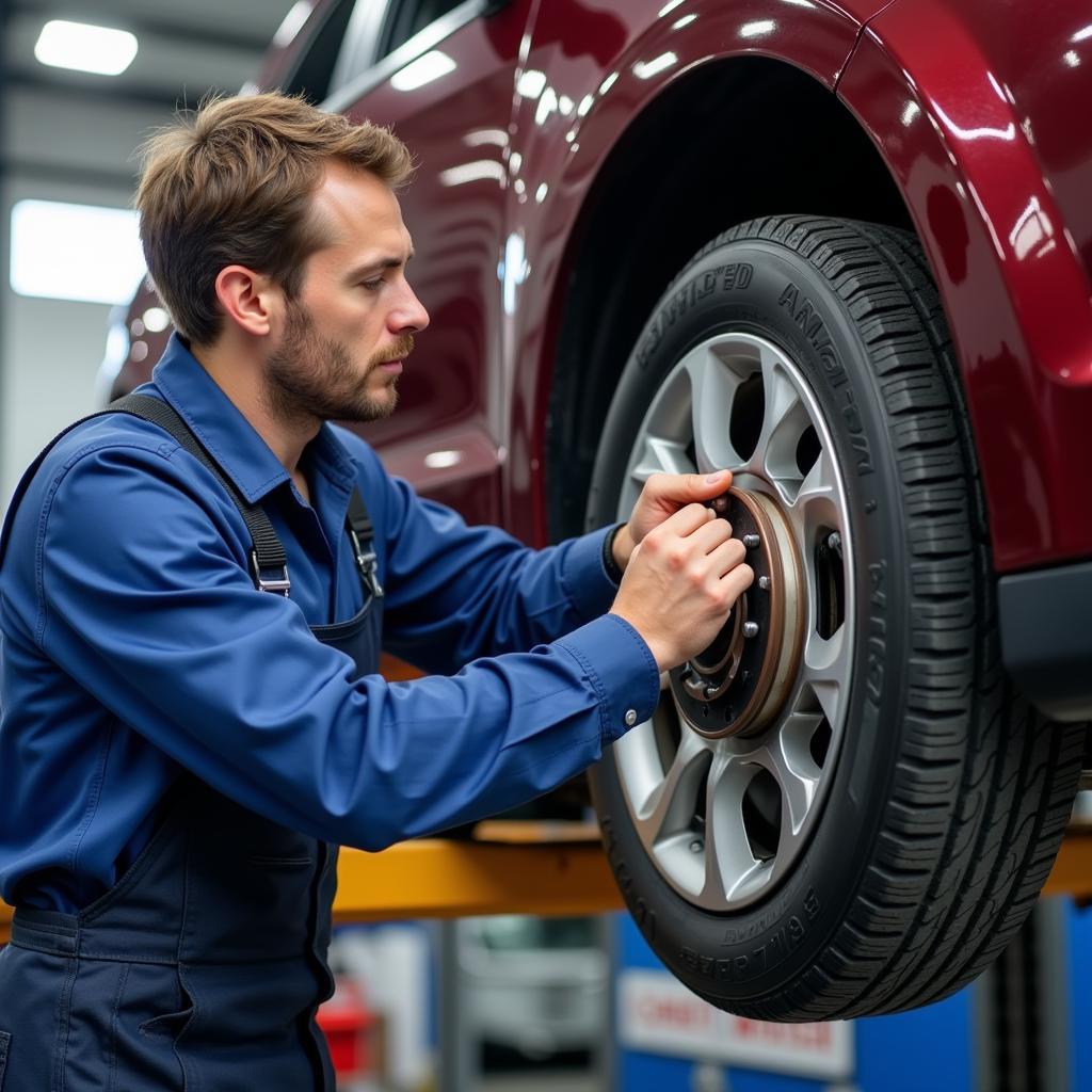 Mechanic Performing Car Maintenance