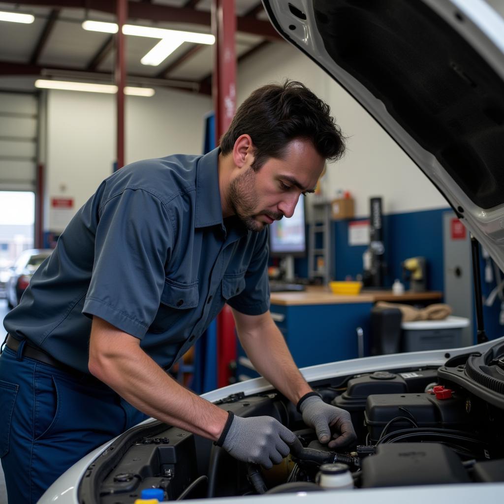 Mechanic Performing Sunday Oil Change