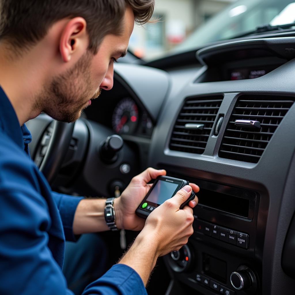 Mechanic Repairing Car AC System