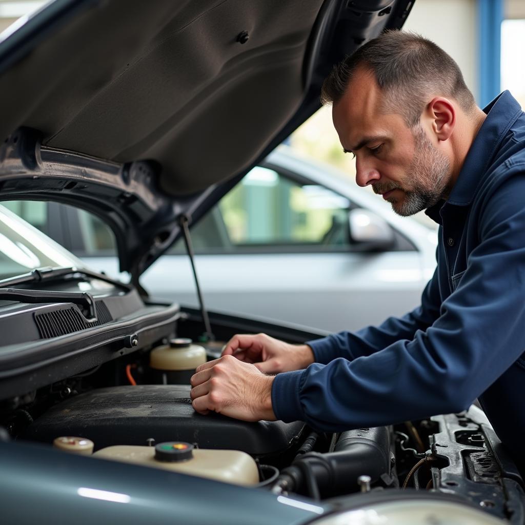 Mechanic repairing a car for a person on SSI