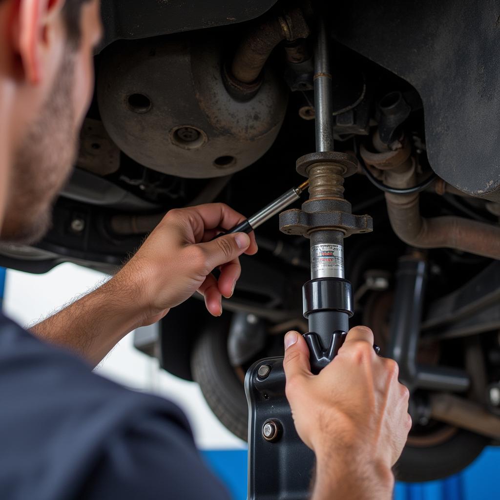 Mechanic Repairing Car Suspension