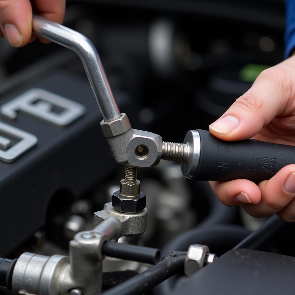 Mechanic Using a Torque Wrench