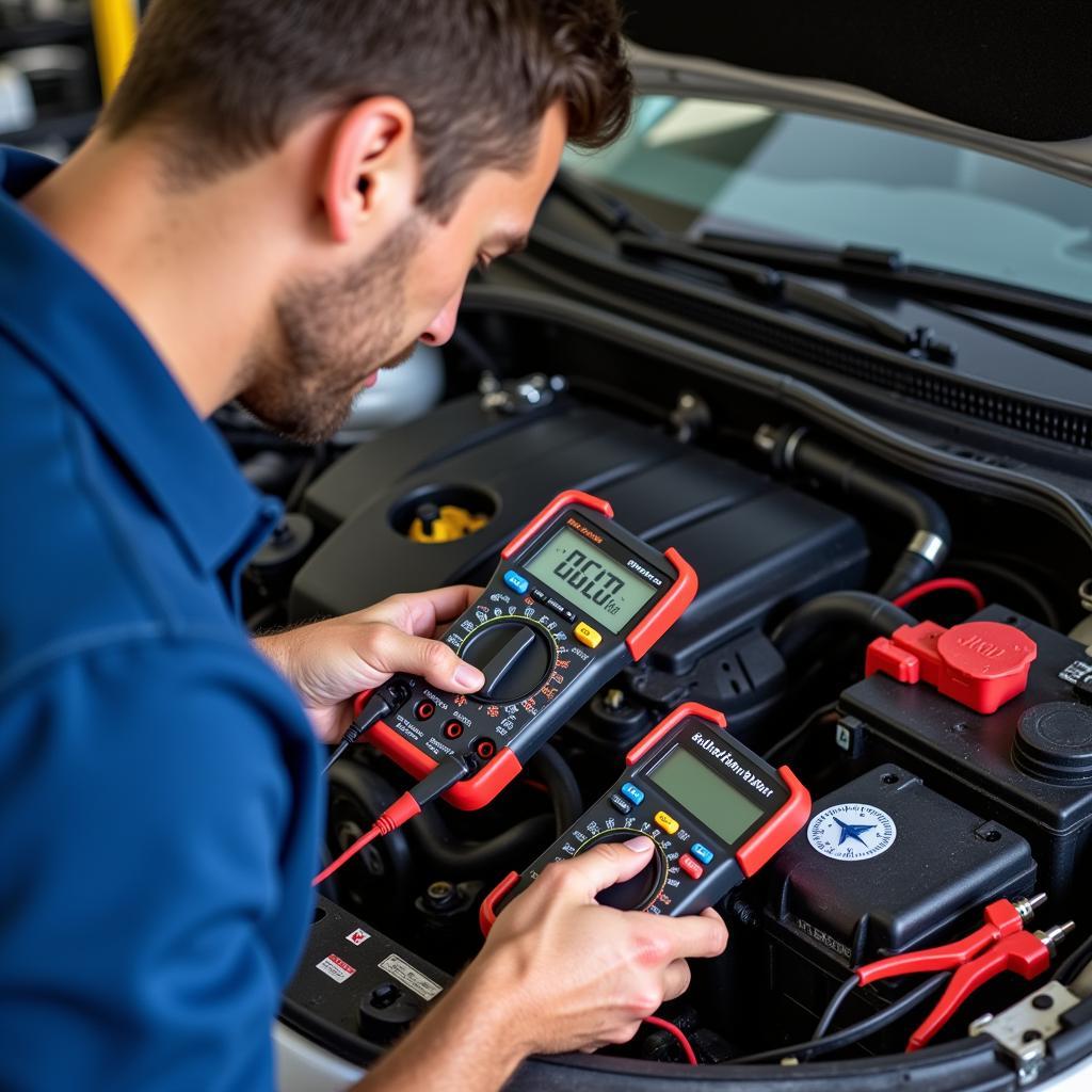 Mechanic Troubleshooting a Car Engine Problem