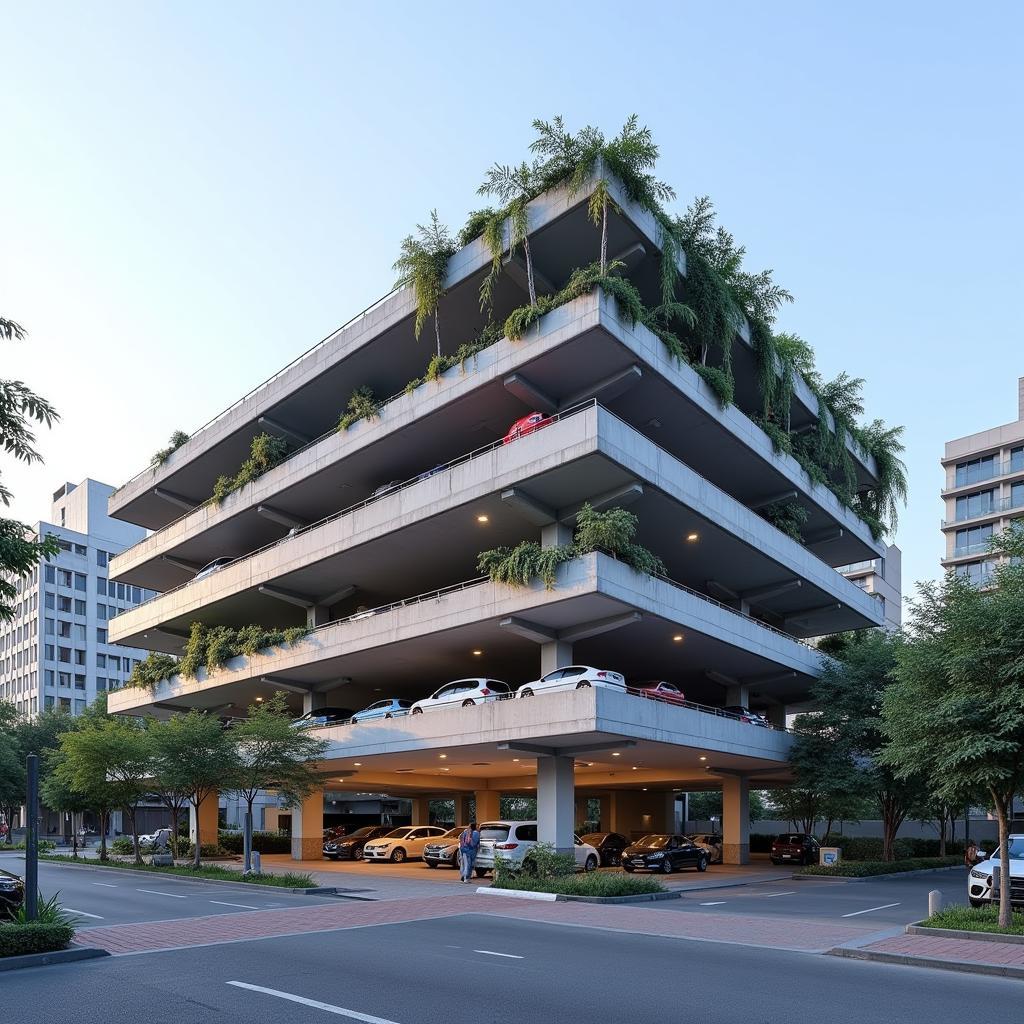 Modern multi-level car park in India