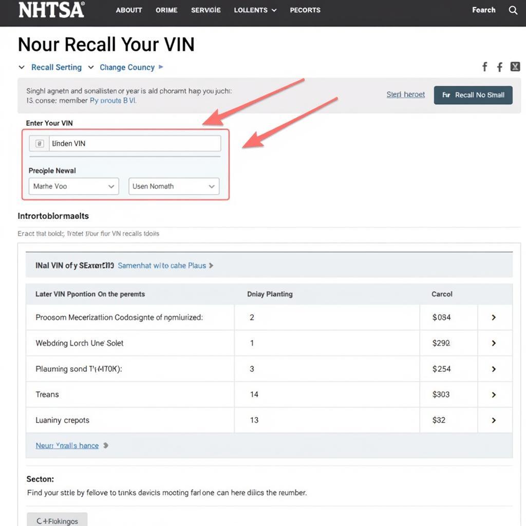 NHTSA Website Recall Lookup