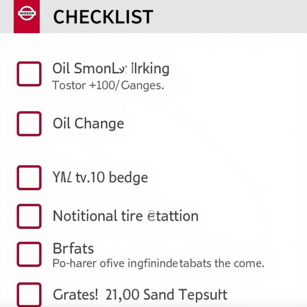 Nissan Car Maintenance Checklist