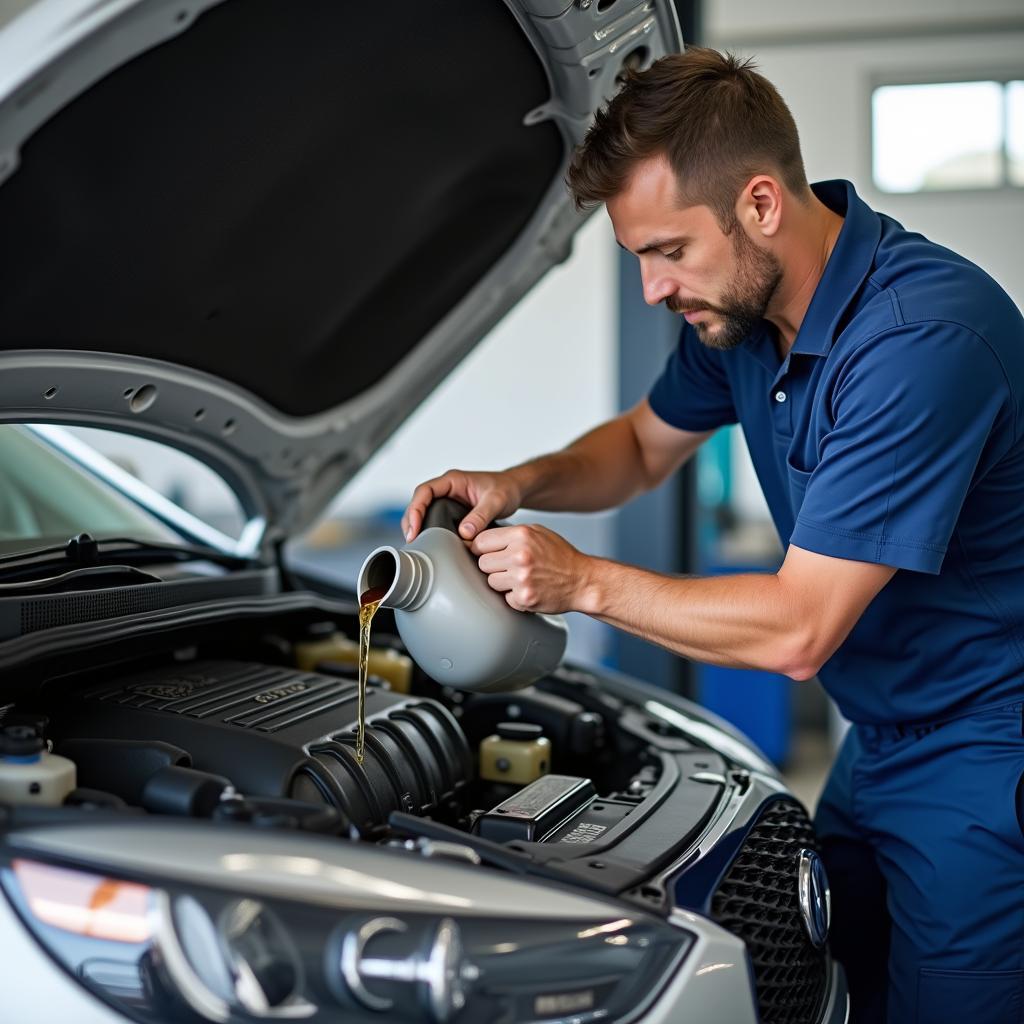 Changing oil in a car