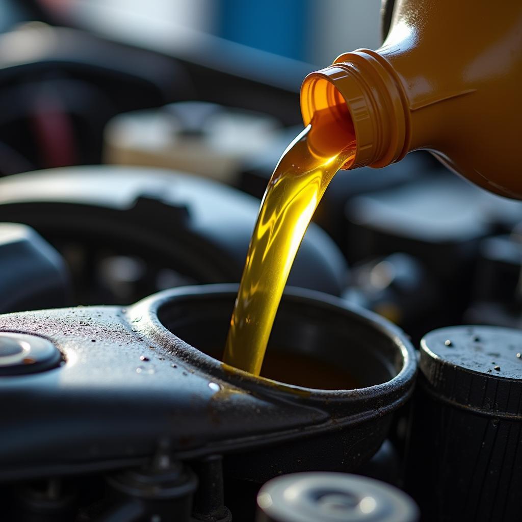 Replacing engine oil during a car oil change