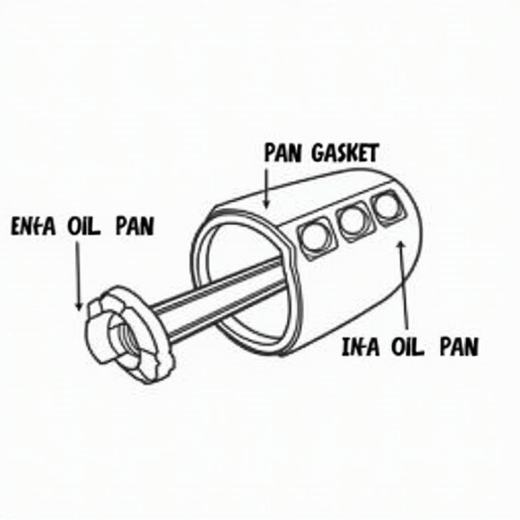 Diagram showing the location of the oil pan gasket on a car engine