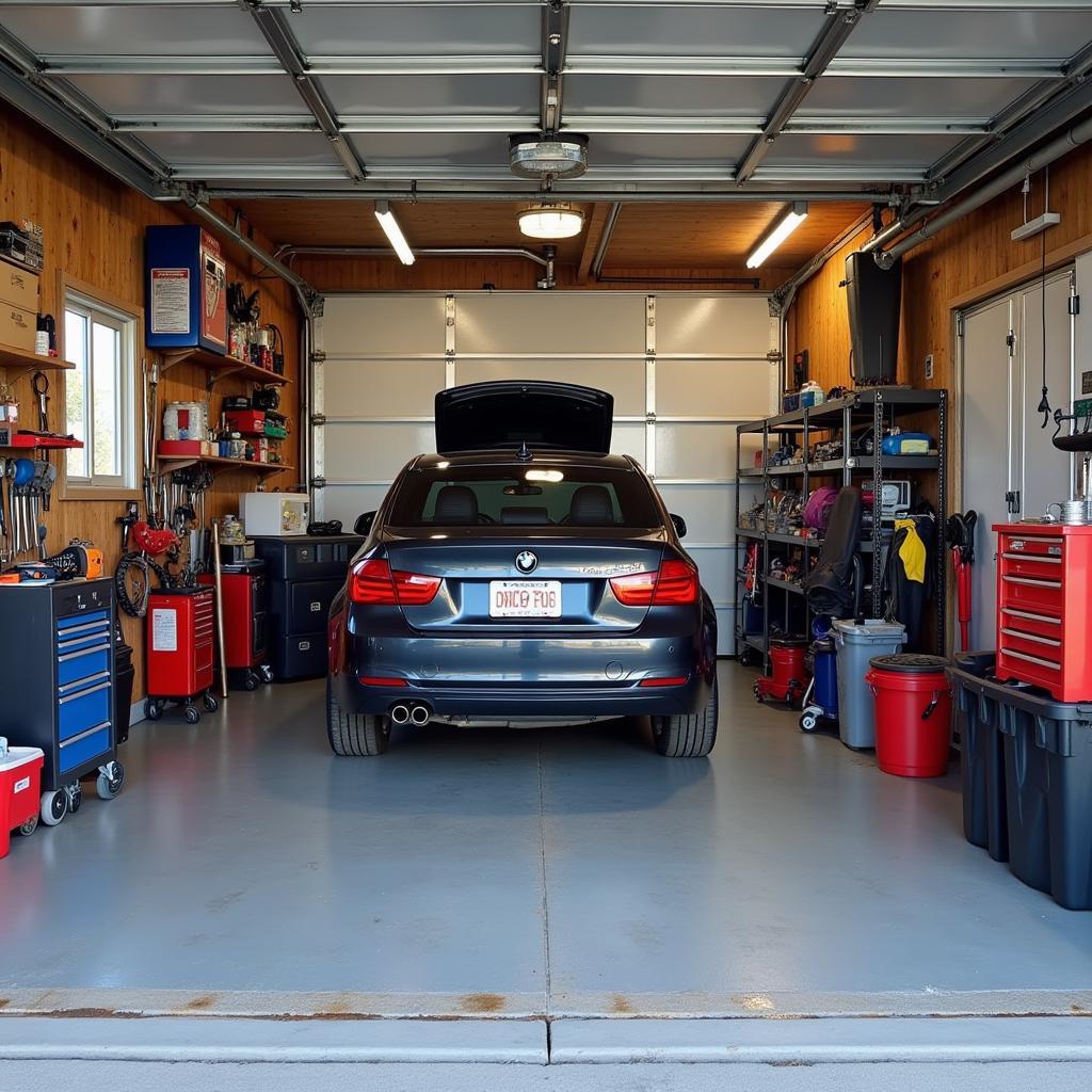  Organized Car Maintenance in Garage