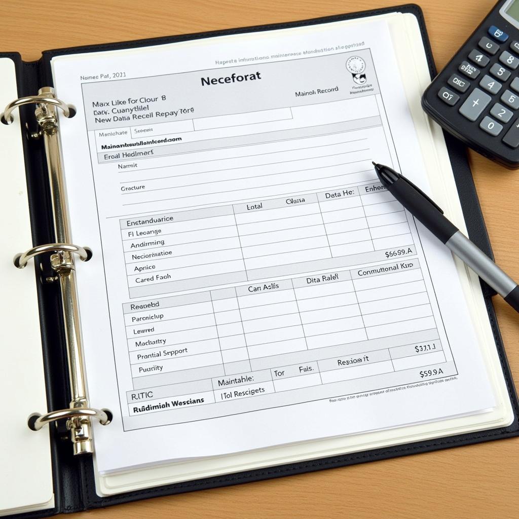 Organized Car Maintenance Records in a Binder