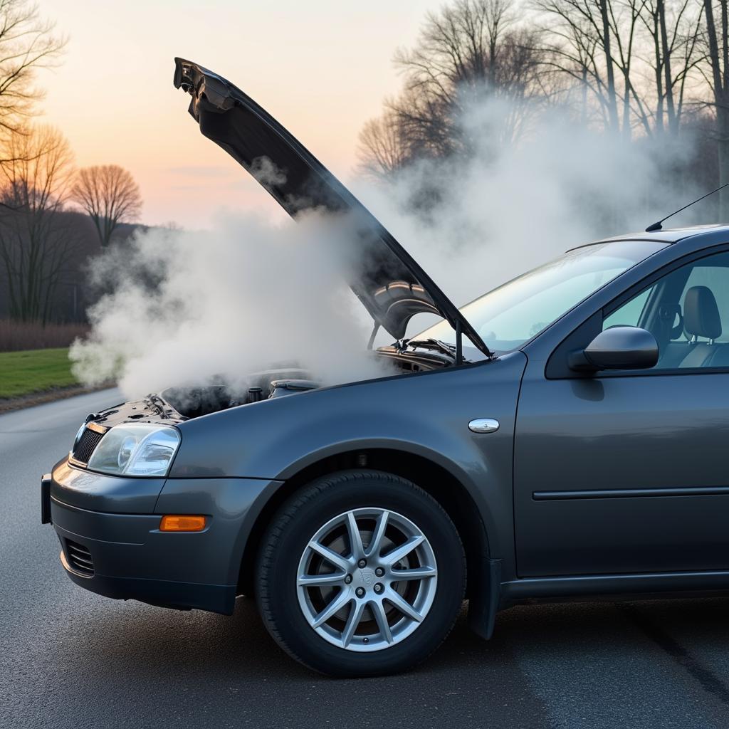 Steam coming from a car engine