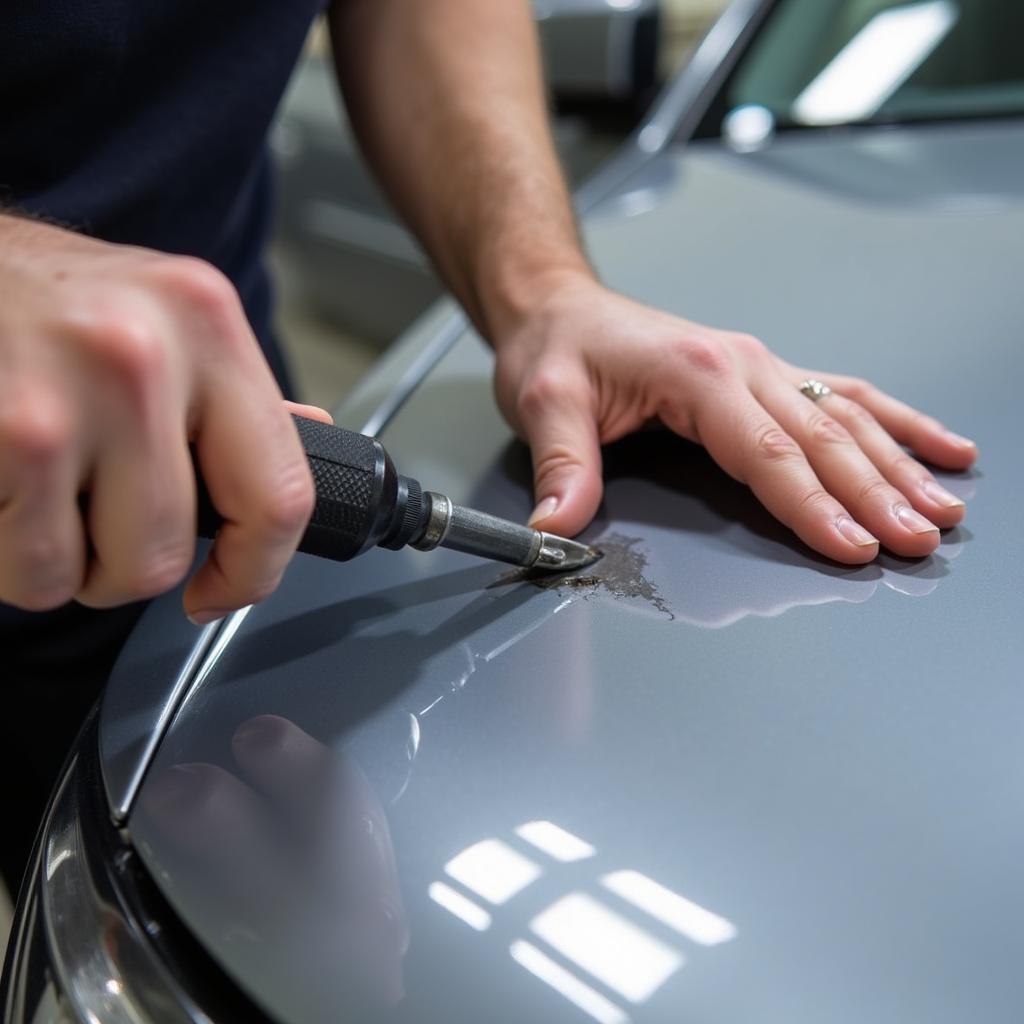 PDR Process on a Car Hood