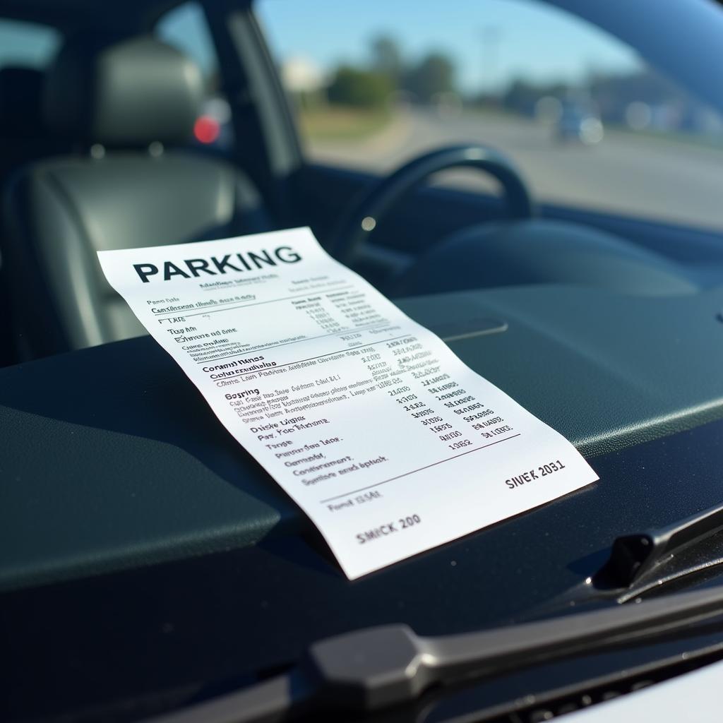 Parking ticket attached to a car windshield.