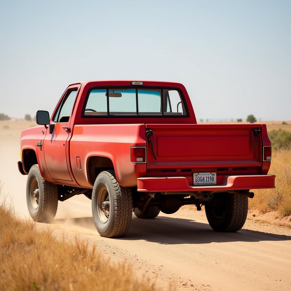 Pickup truck on a country road