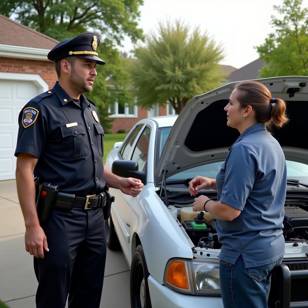 Police Officer Talking to Car Owner