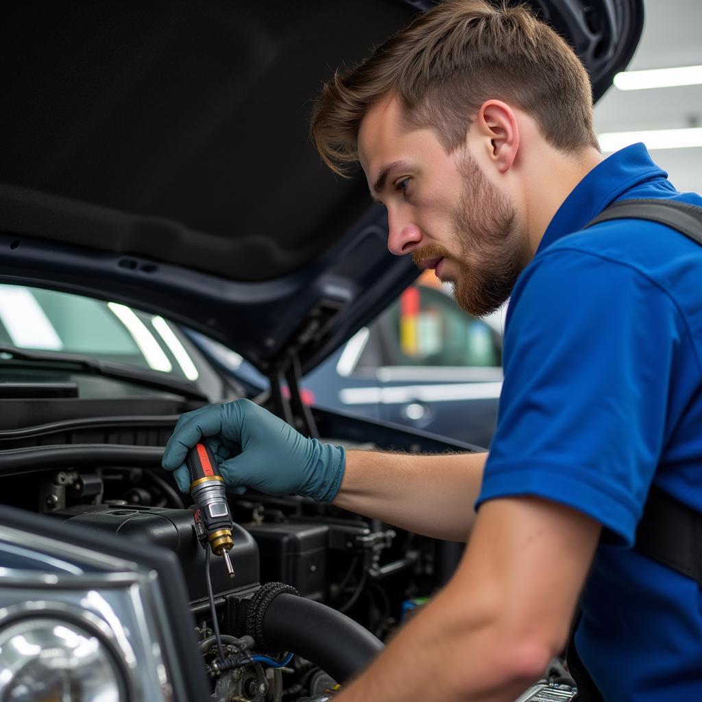 Professional Car AC Repair in Progress