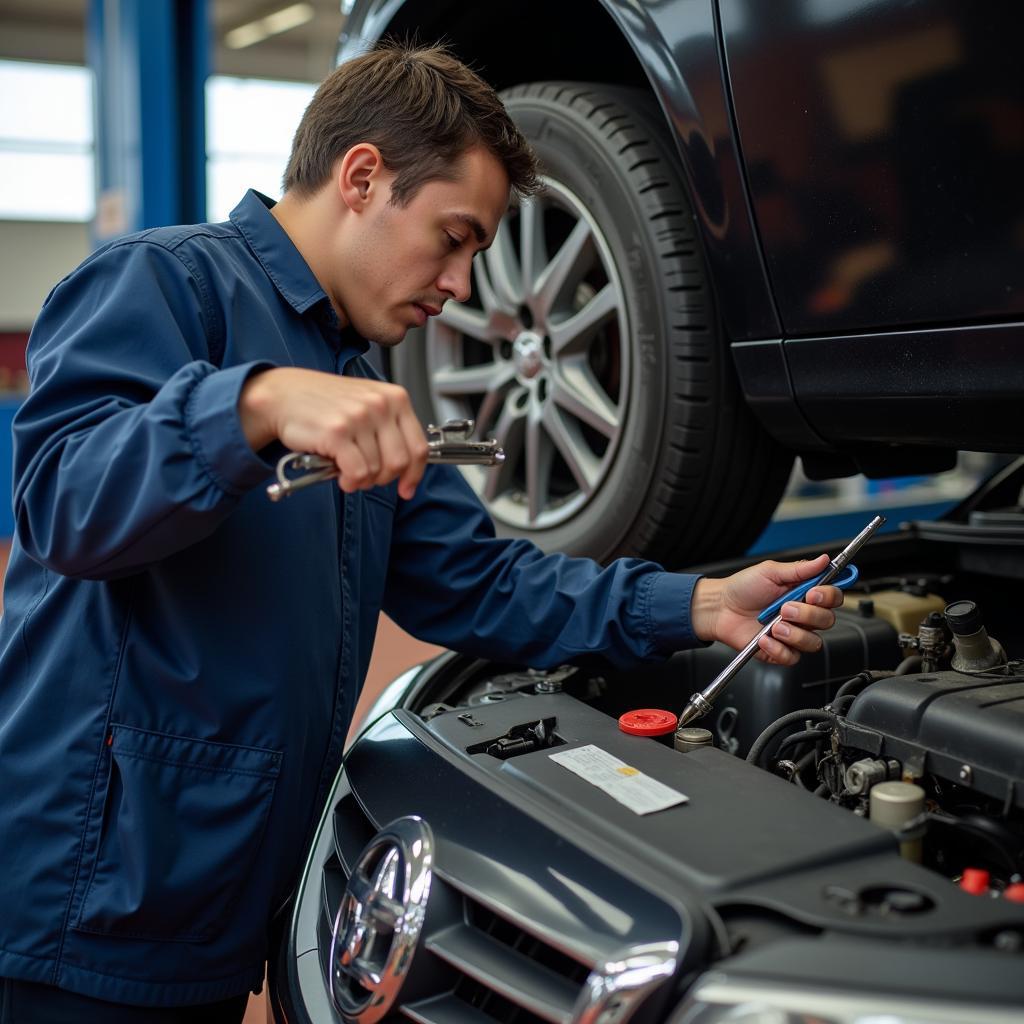 Professional Car Mechanic at Work