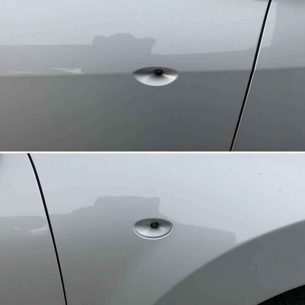 Professional car paint chip repair results