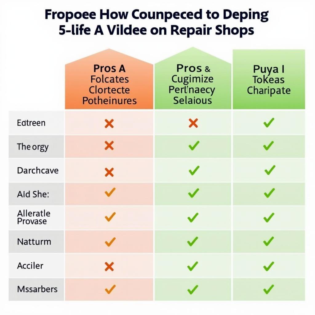 Repair Shop Comparison