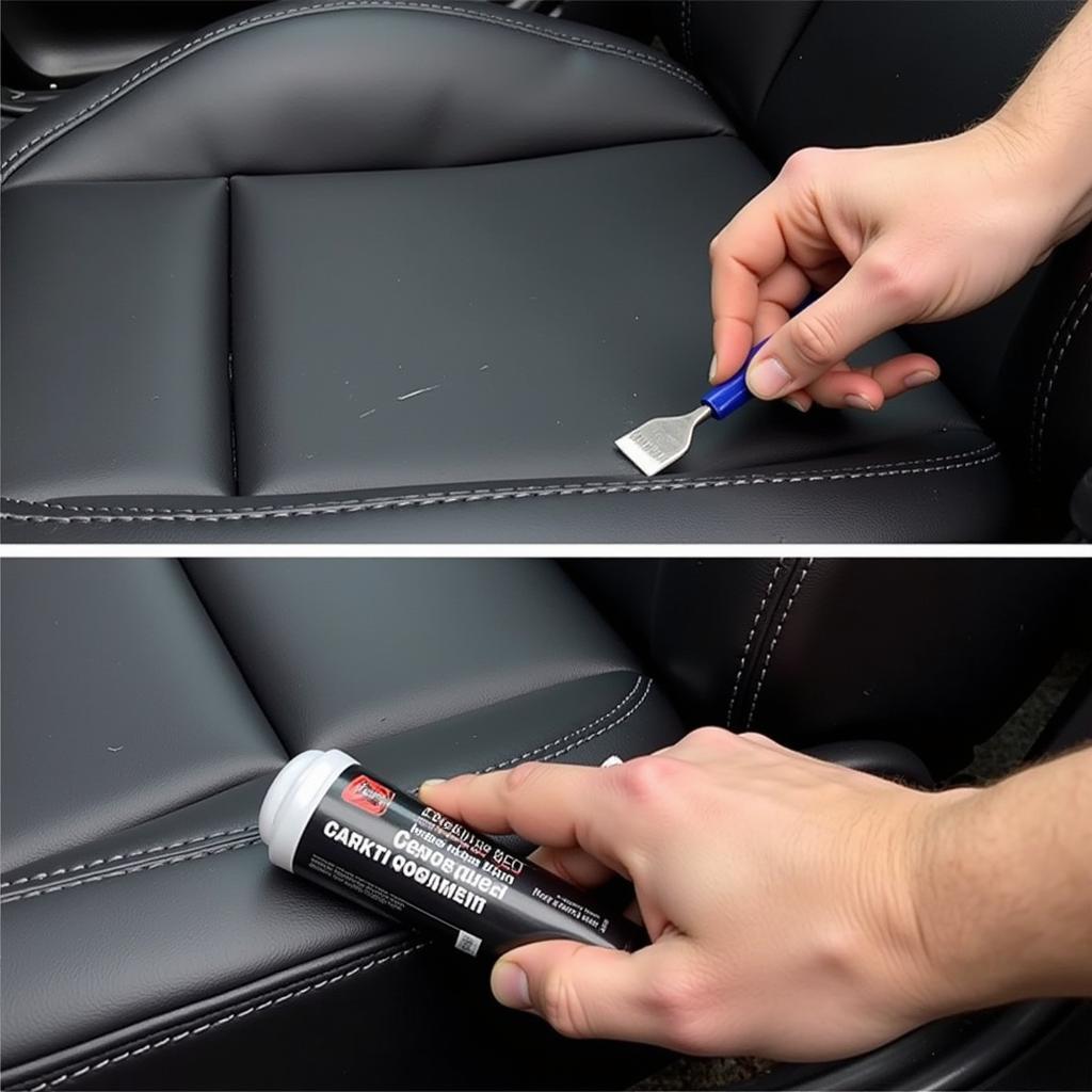 Using leather repair compound on a scratched car seat