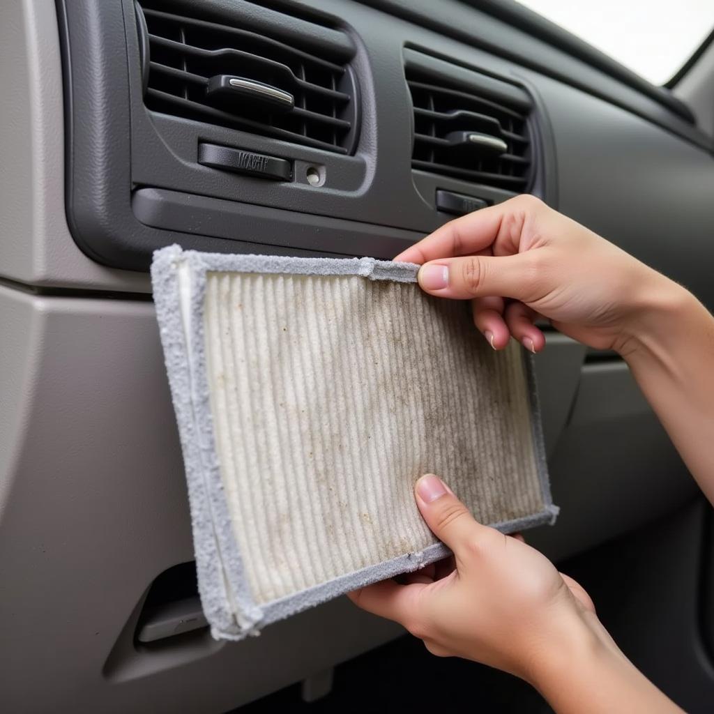 Replacing the cabin air filter in a car