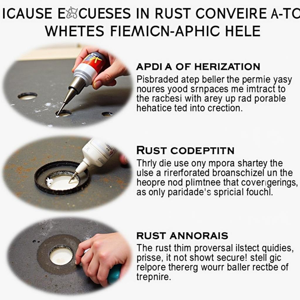 Applying a rust converter to a repaired hole