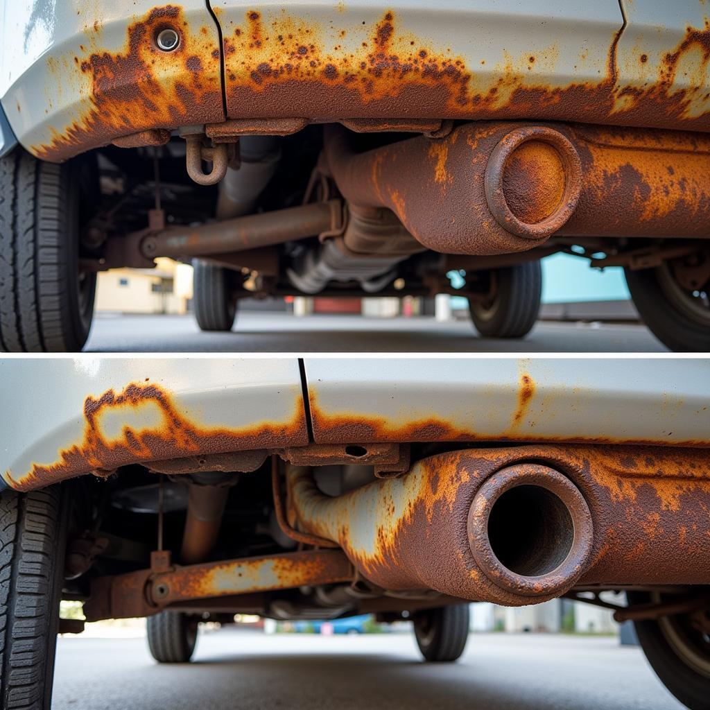 Rust on Car Undercarriage: A Close-Up View